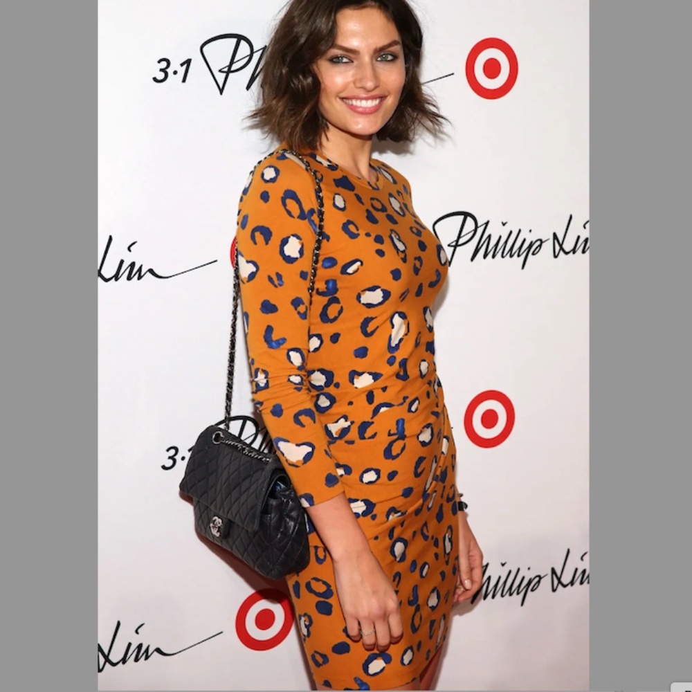 3.1 Phillip Lim Target animal print knit dress with side shirring asymmetric hem